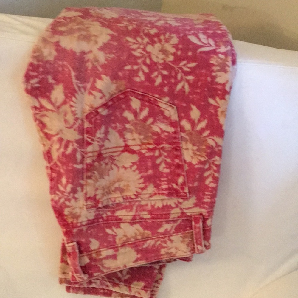 Ralph Lauren red floral skinny jeans